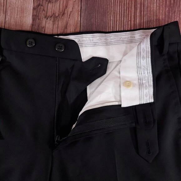 *READ DESC* NWT Zanella Mens Size 34 Devon Black 100% Wool Pants Made in Italy - Picture 6 of 13